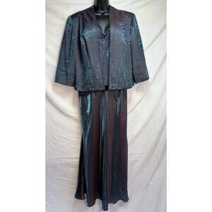 KM Collection Milla Bell Mother of Bride Gown & Jacket 18 Turquoise Teal Beaded